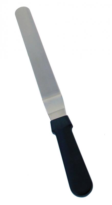 Stainless Steel Offset Spatula with 6 1/2" x 1 5/16" blade and Black Plastic Handle